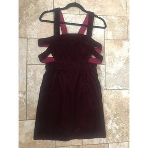 NWT M F21 WINE VELVET STRAPPY MINI DRESS